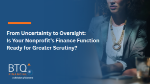 Title card for BTQ nonprofit financial management webinar
